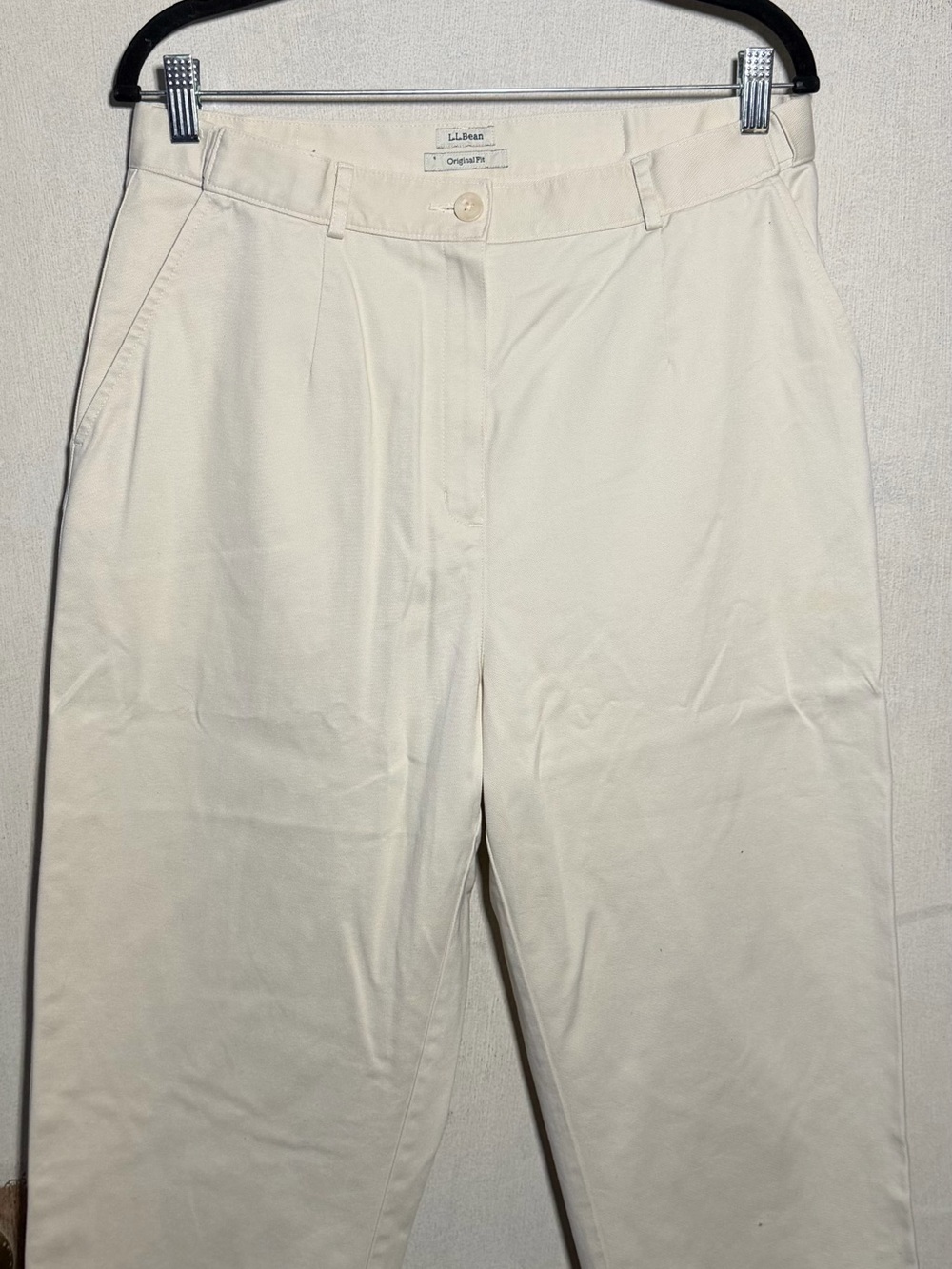 L.L.Bean Original Fit Chino Pants Women’s 14 Regular Cream Straight Leg Cotton
